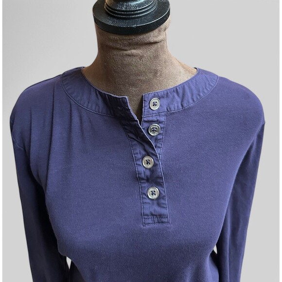 Ralph Lauren Chaps Blue Henley Top XL Womens Timeless Classic Casual Minimalist - Picture 4 of 5